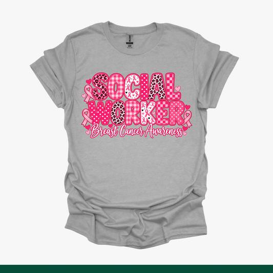 Social Worker Breast Cancer Awareness Tee