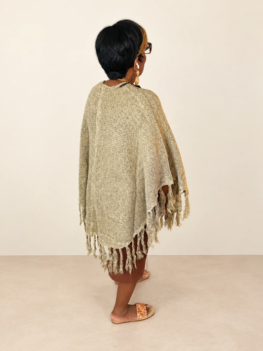 Cozy Days Fringe Knit Poncho