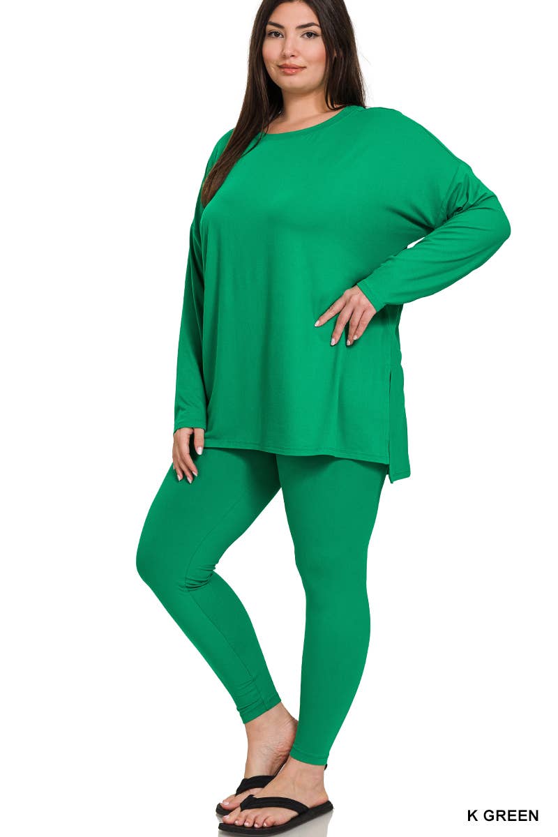 PLUS SIZE MICROFIBER LOUNGEWEAR SET