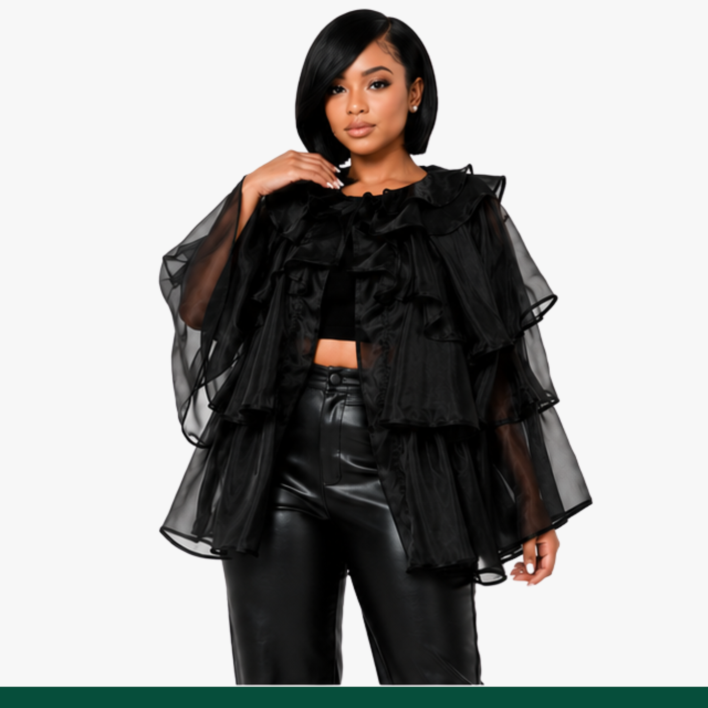 Midnight Grace Ruffle Organza Jacket
