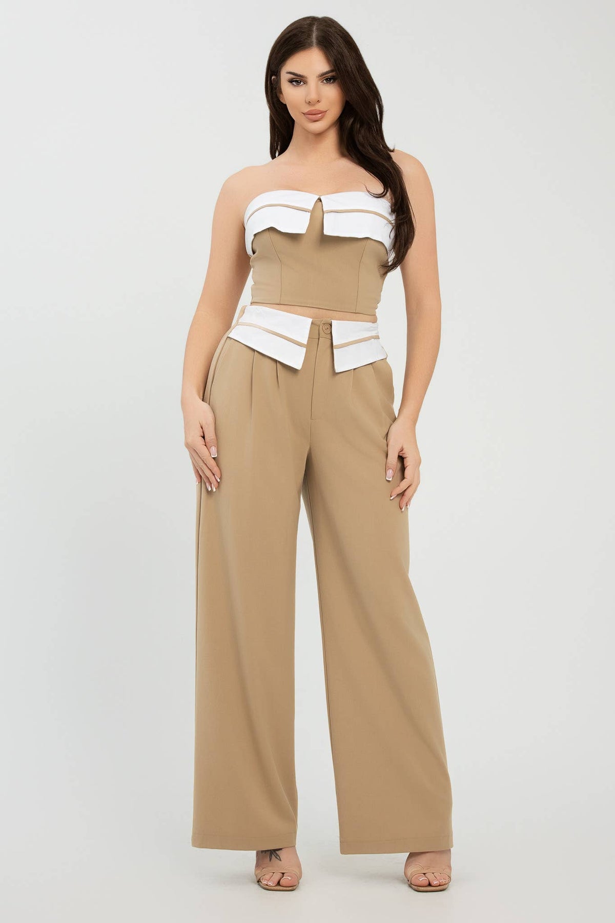 Colorblock Fold-Over Top & Pants Set