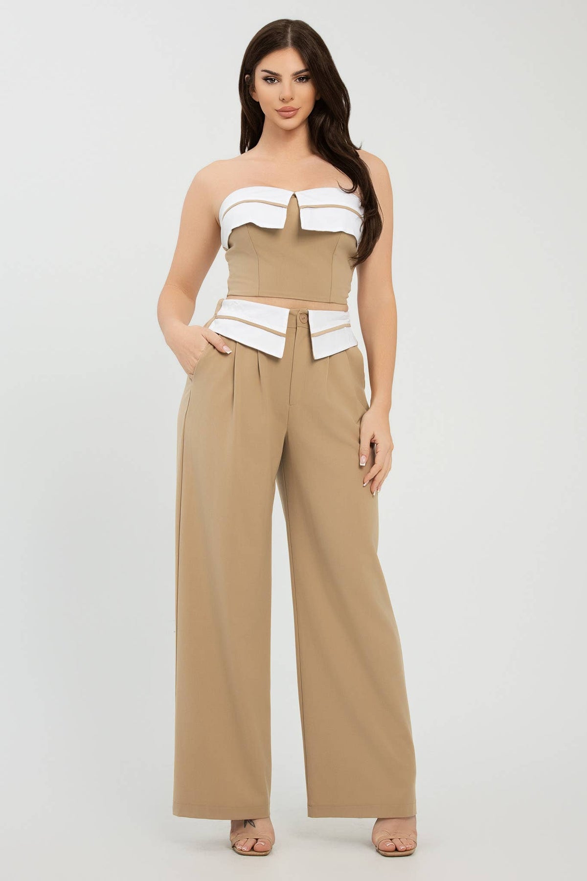 Colorblock Fold-Over Top & Pants Set