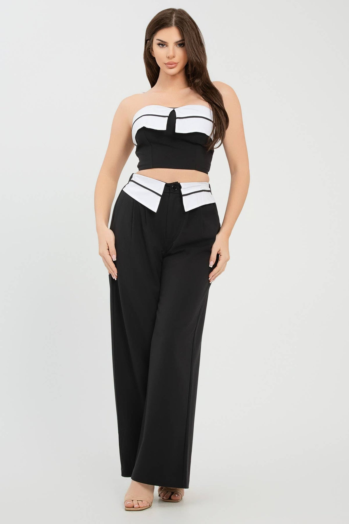 Colorblock Fold-Over Top & Pants Set