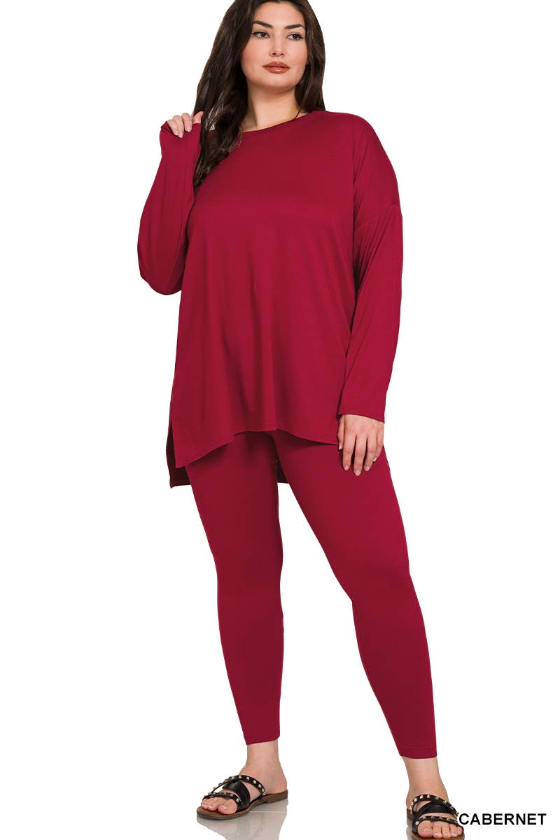PLUS SIZE MICROFIBER LOUNGEWEAR SET