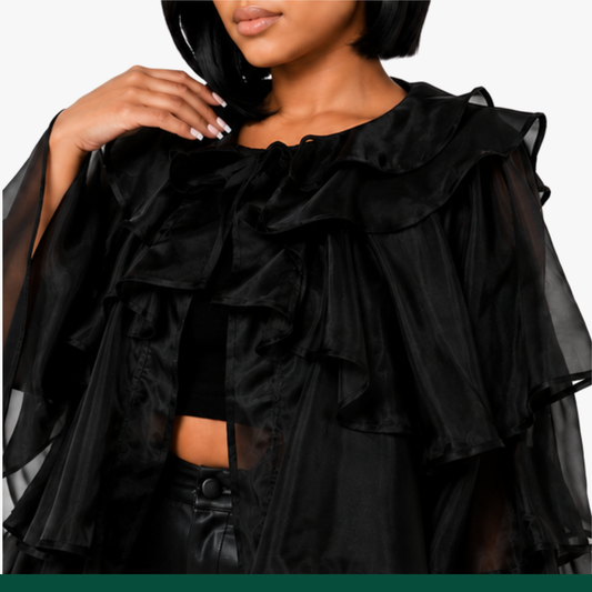 Midnight Grace Ruffle Organza Jacket
