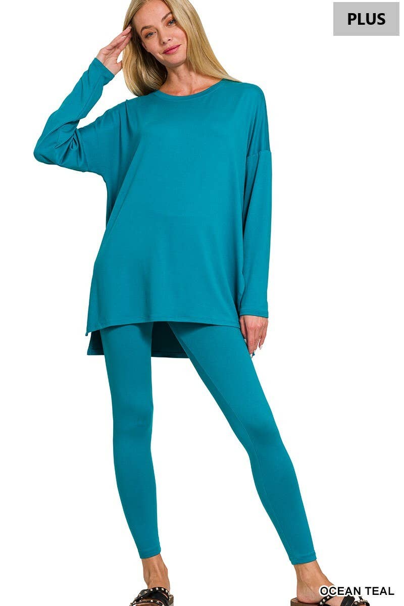PLUS SIZE MICROFIBER LOUNGEWEAR SET