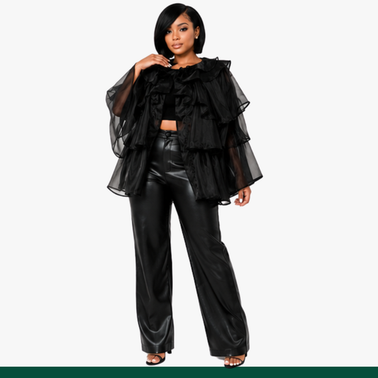Midnight Grace Ruffle Organza Jacket