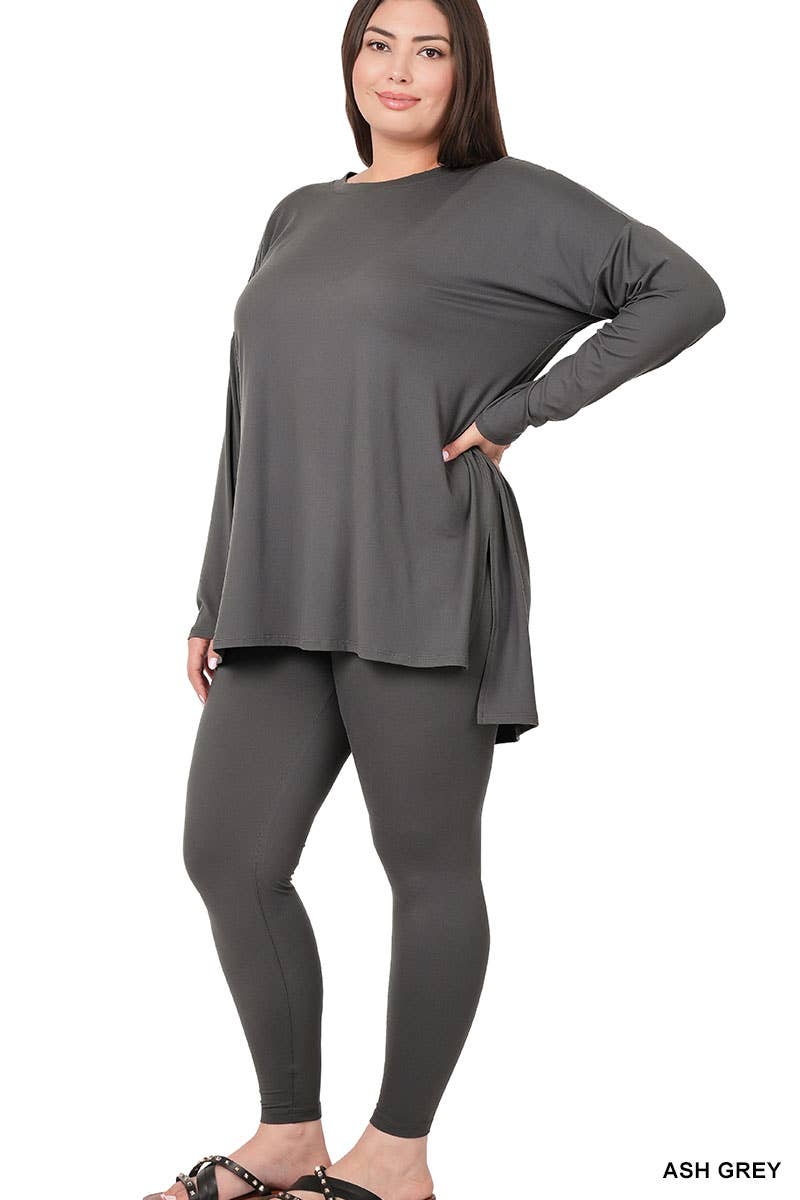 PLUS SIZE MICROFIBER LOUNGEWEAR SET
