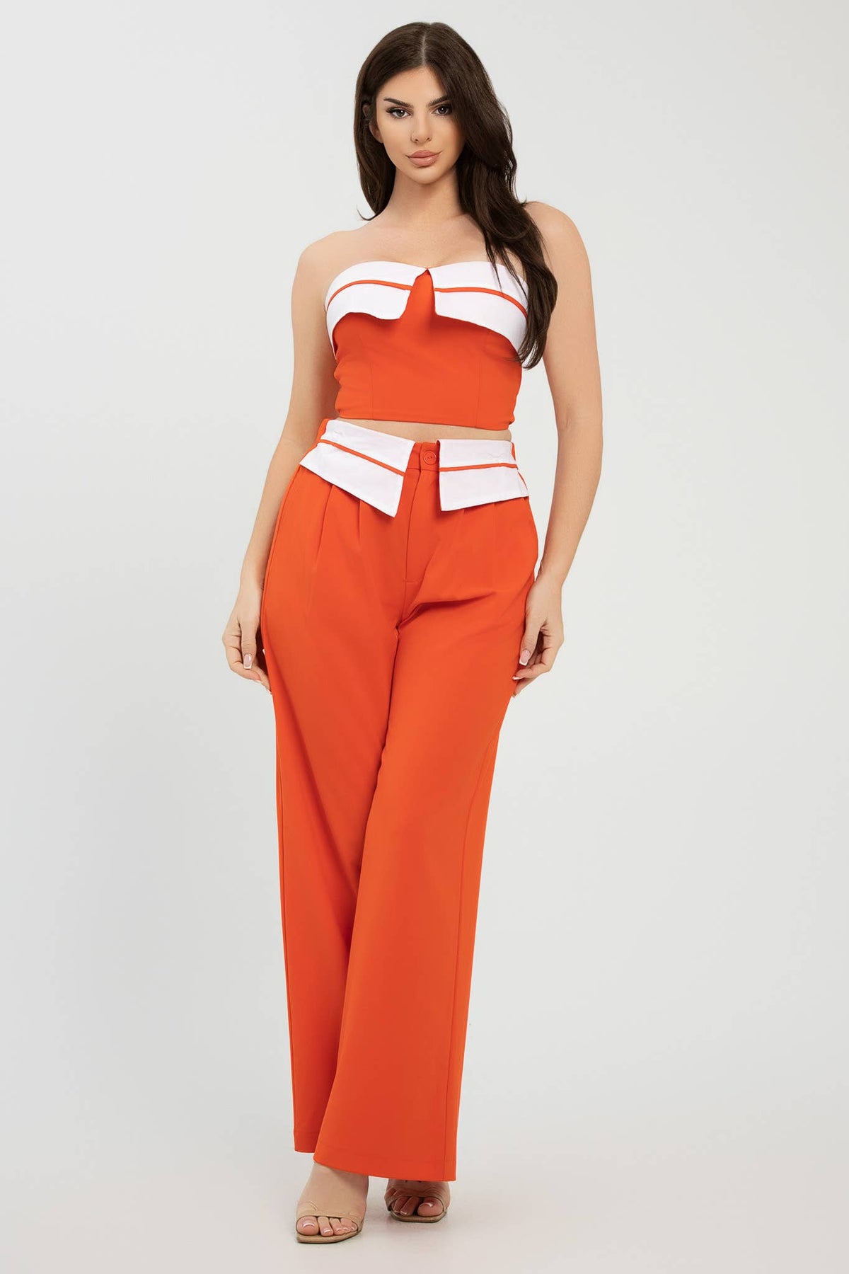 Colorblock Fold-Over Top & Pants Set