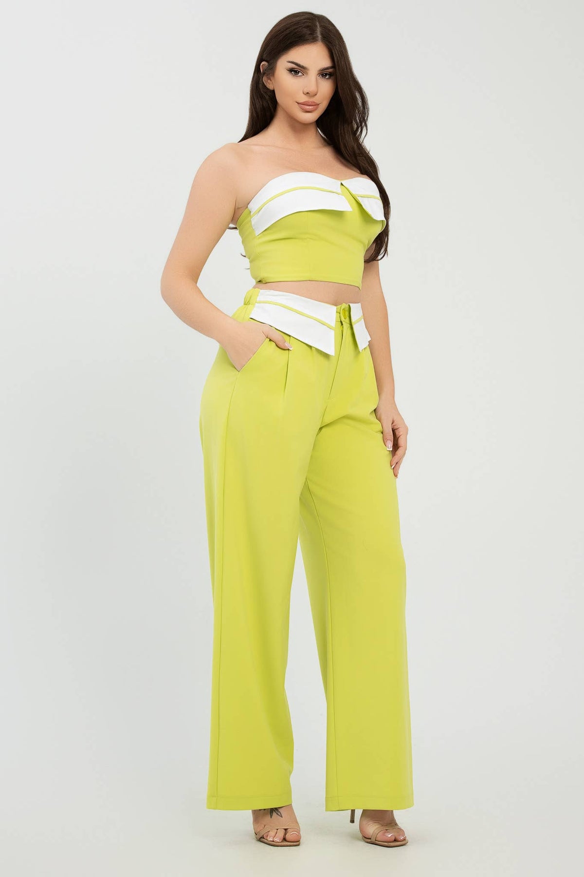 Colorblock Fold-Over Top & Pants Set