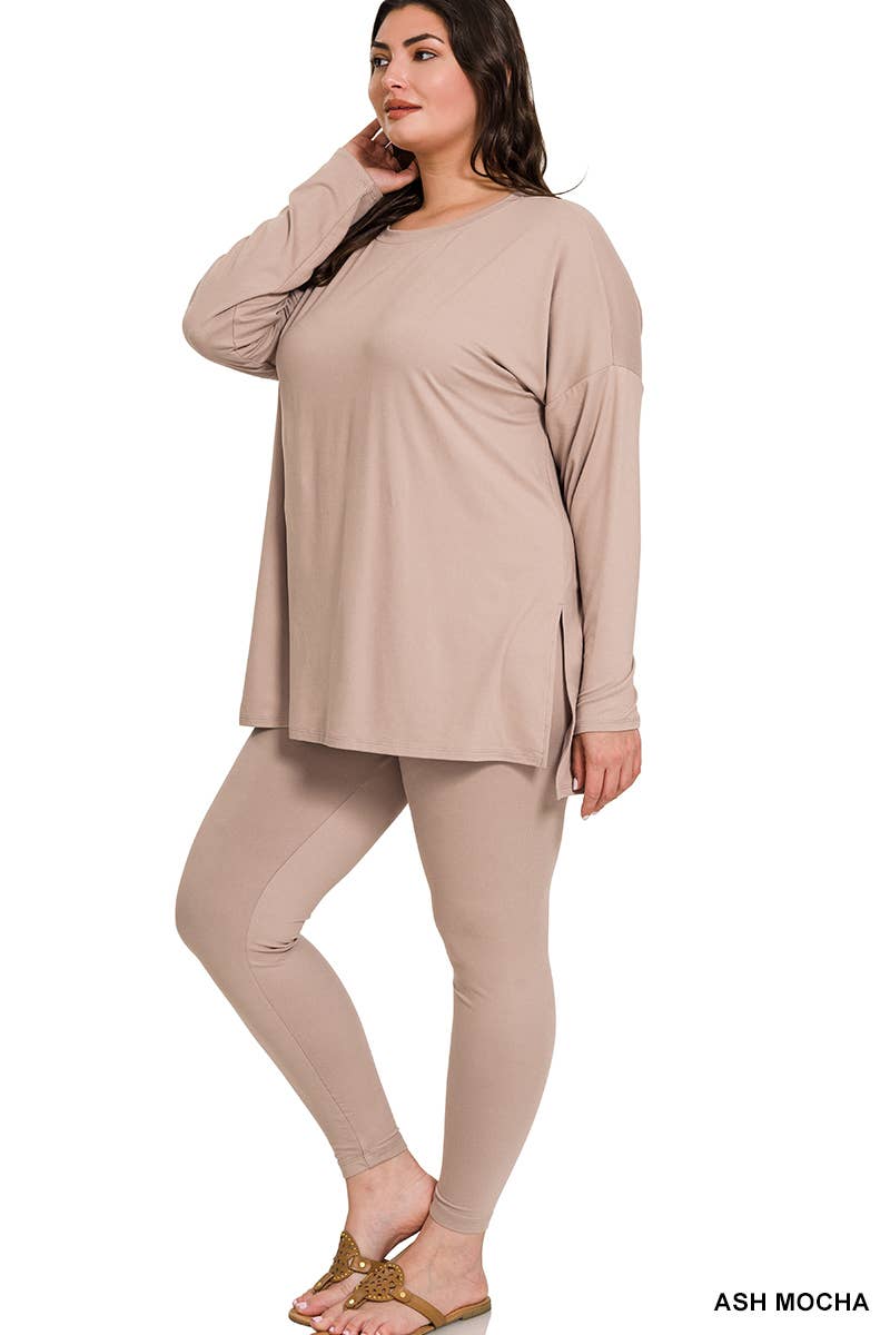 PLUS SIZE MICROFIBER LOUNGEWEAR SET