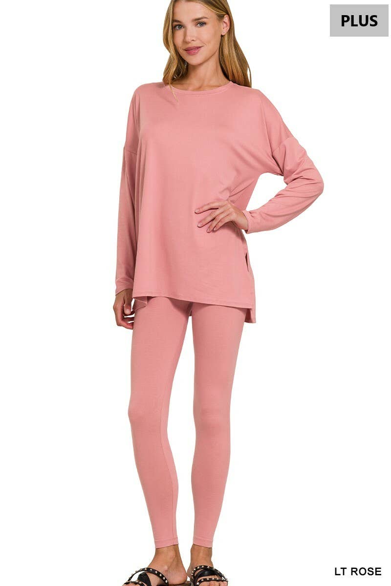 PLUS SIZE MICROFIBER LOUNGEWEAR SET