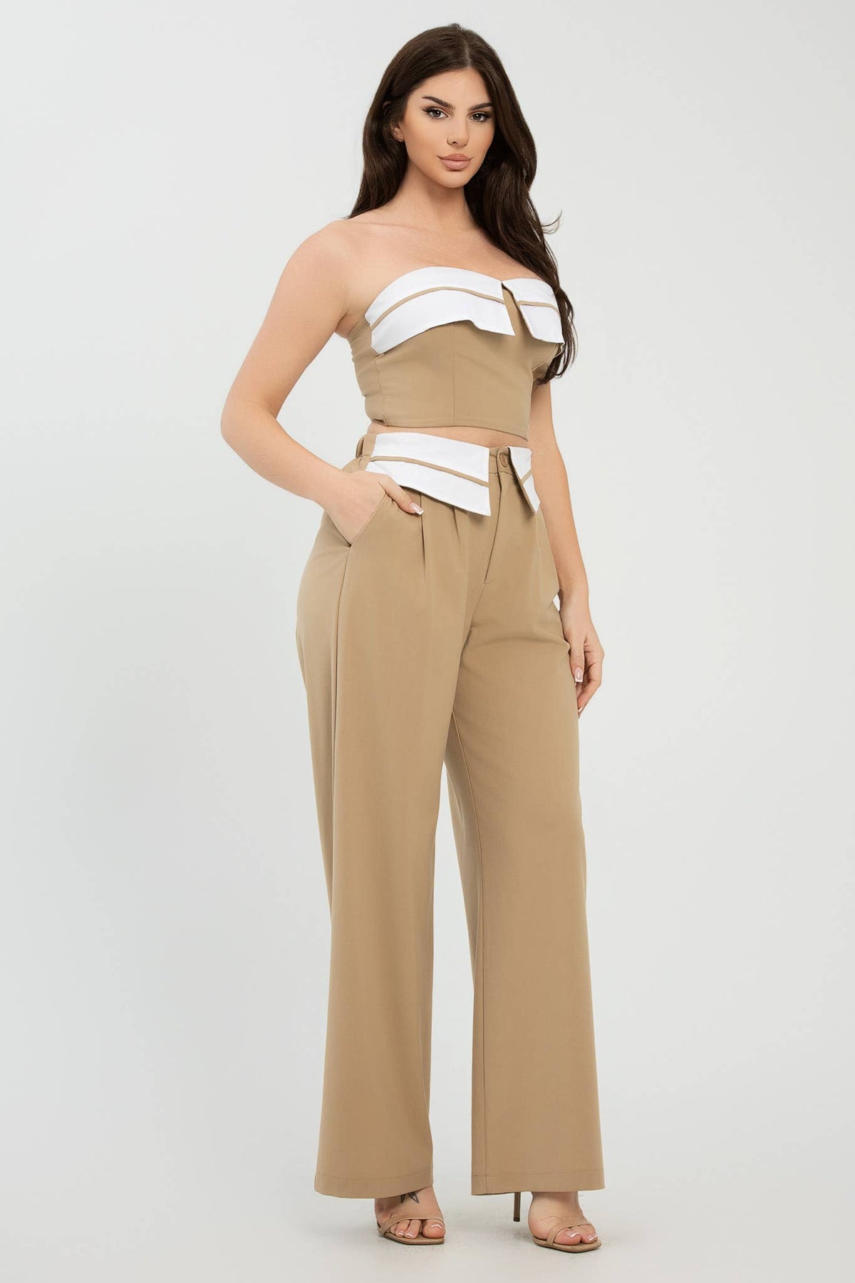 Colorblock Fold-Over Top & Pants Set