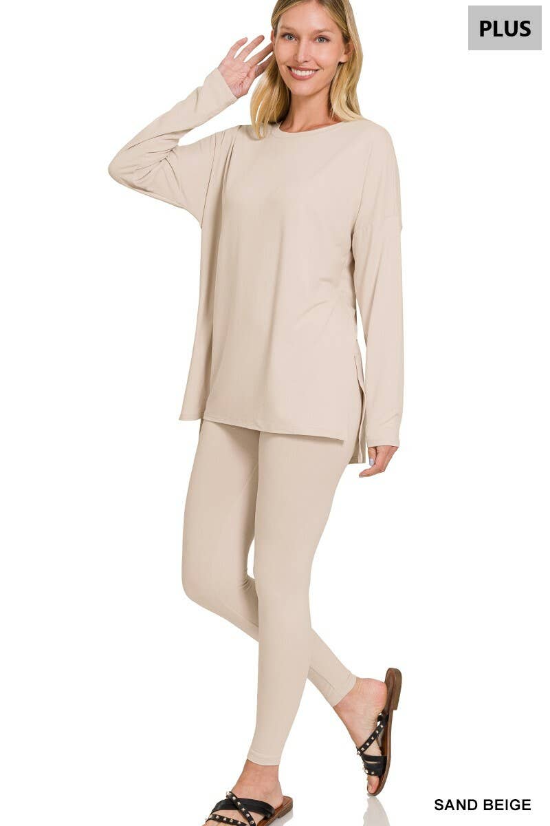 PLUS SIZE MICROFIBER LOUNGEWEAR SET