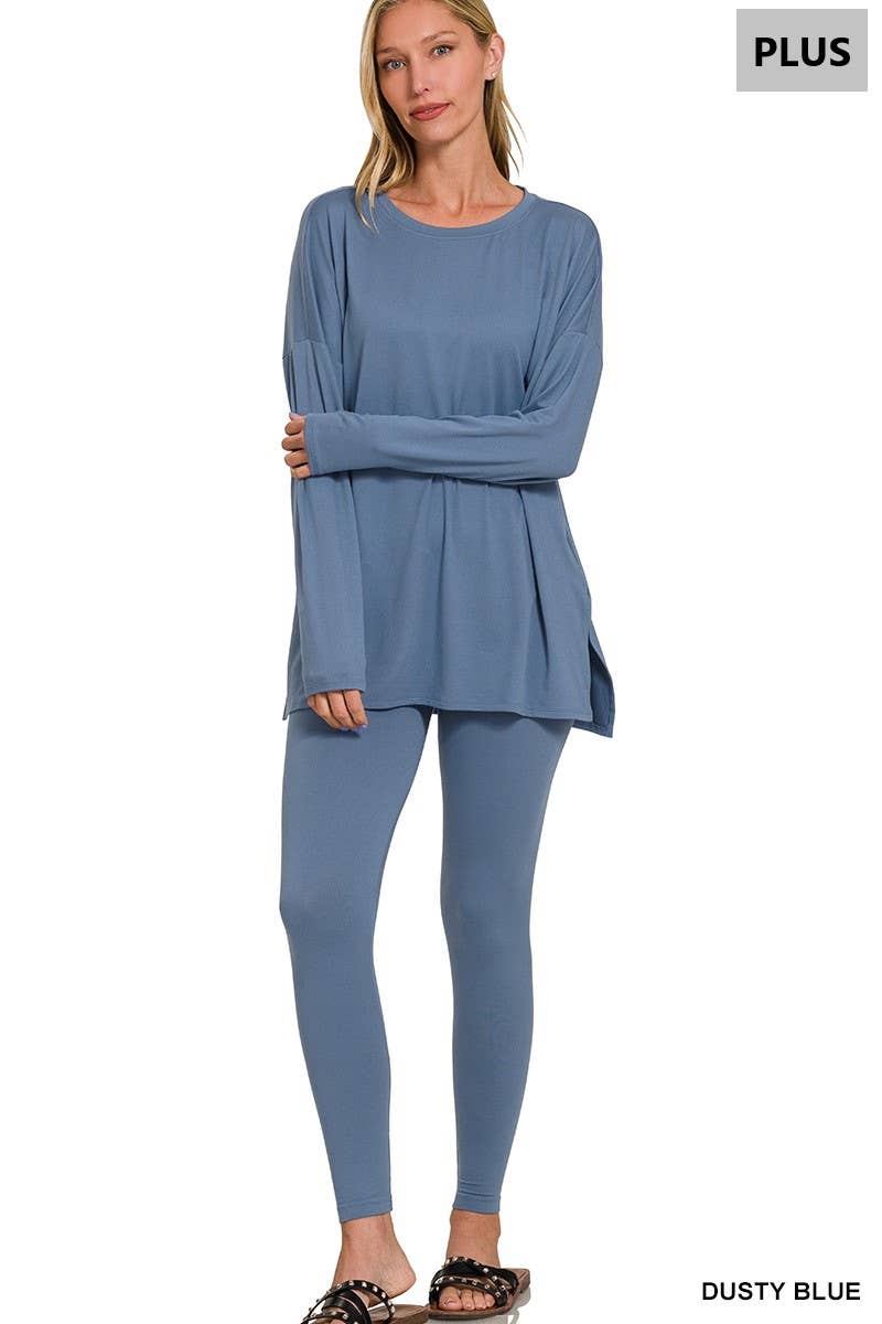 PLUS SIZE MICROFIBER LOUNGEWEAR SET