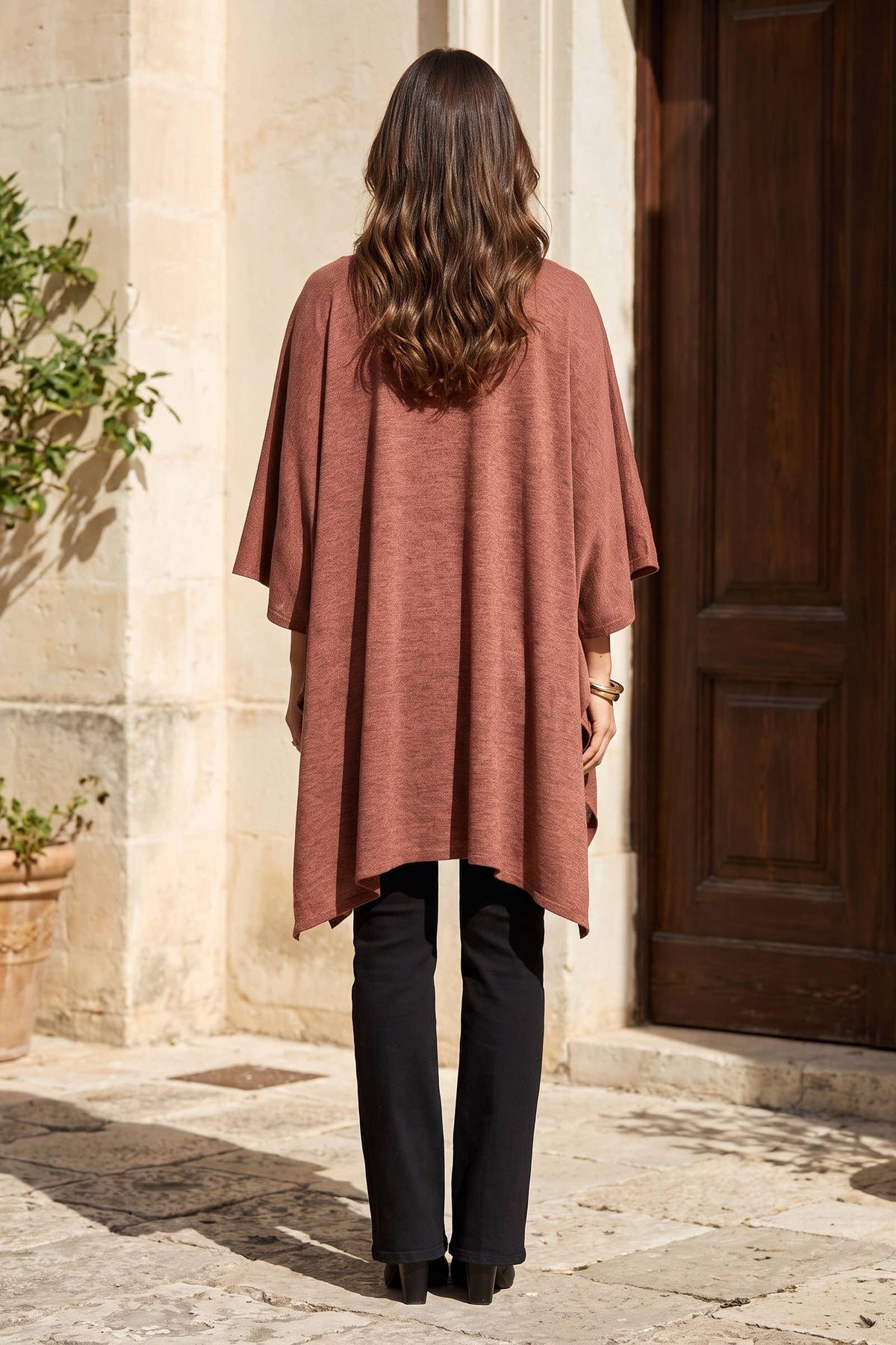 Tie-Neck Poncho – Pumpkin Spice