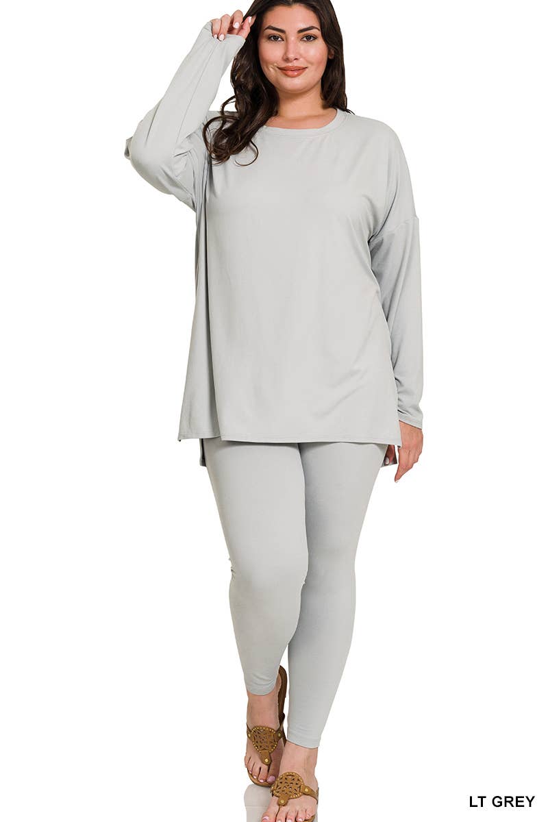 PLUS SIZE MICROFIBER LOUNGEWEAR SET