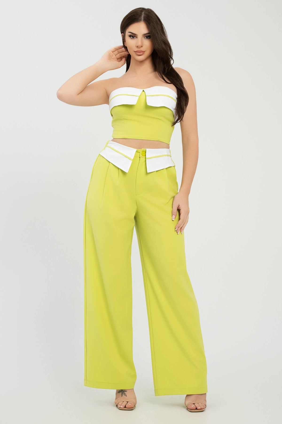 Colorblock Fold-Over Top & Pants Set
