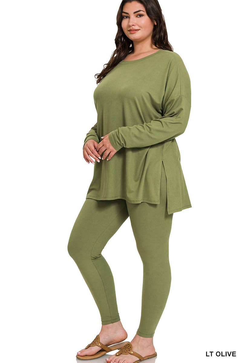PLUS SIZE MICROFIBER LOUNGEWEAR SET