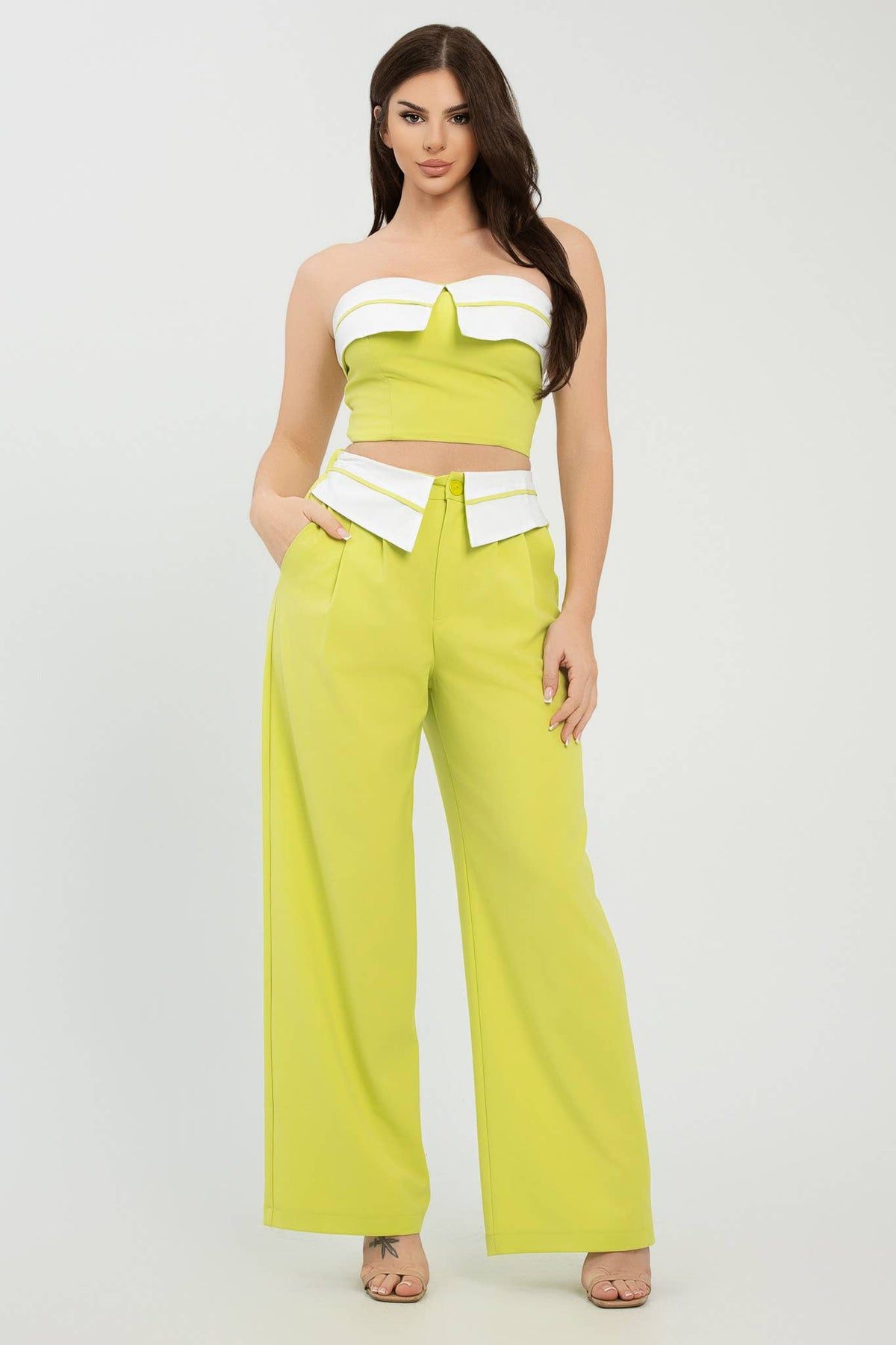 Colorblock Fold-Over Top & Pants Set