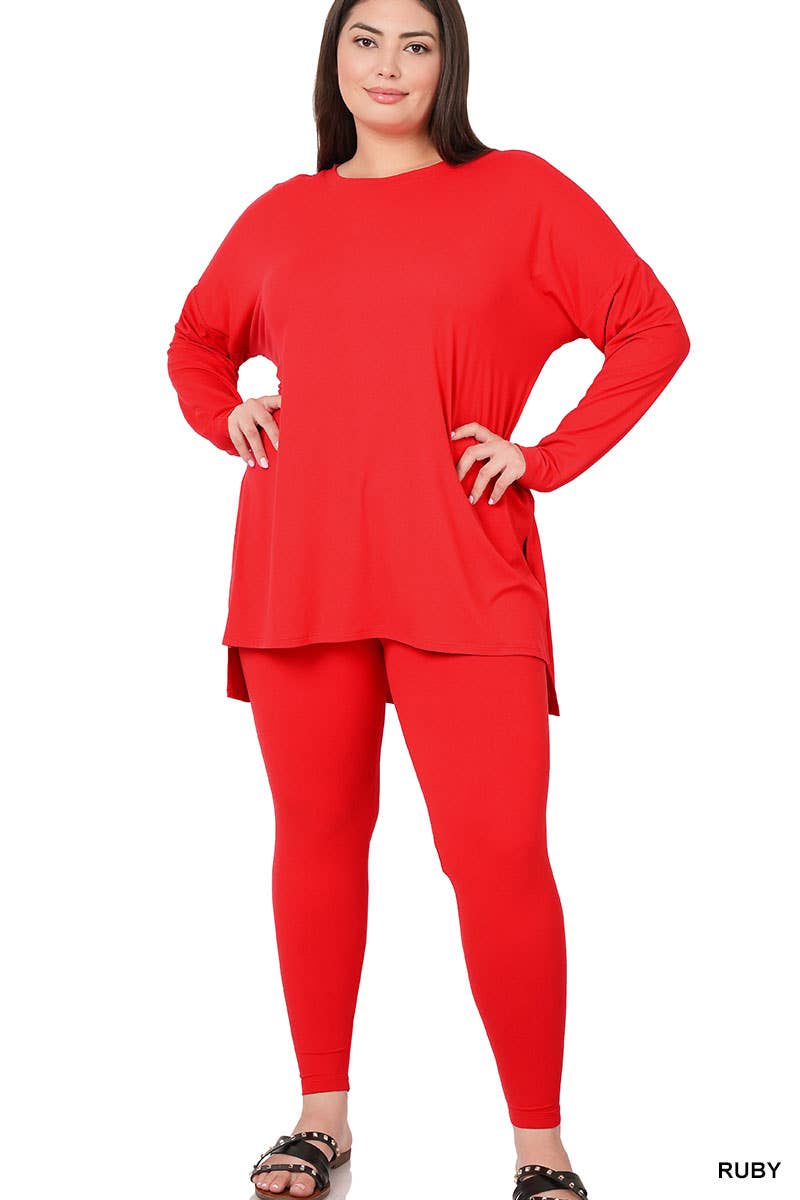 PLUS SIZE MICROFIBER LOUNGEWEAR SET