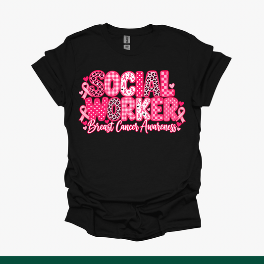Social Worker Breast Cancer Awareness Tee