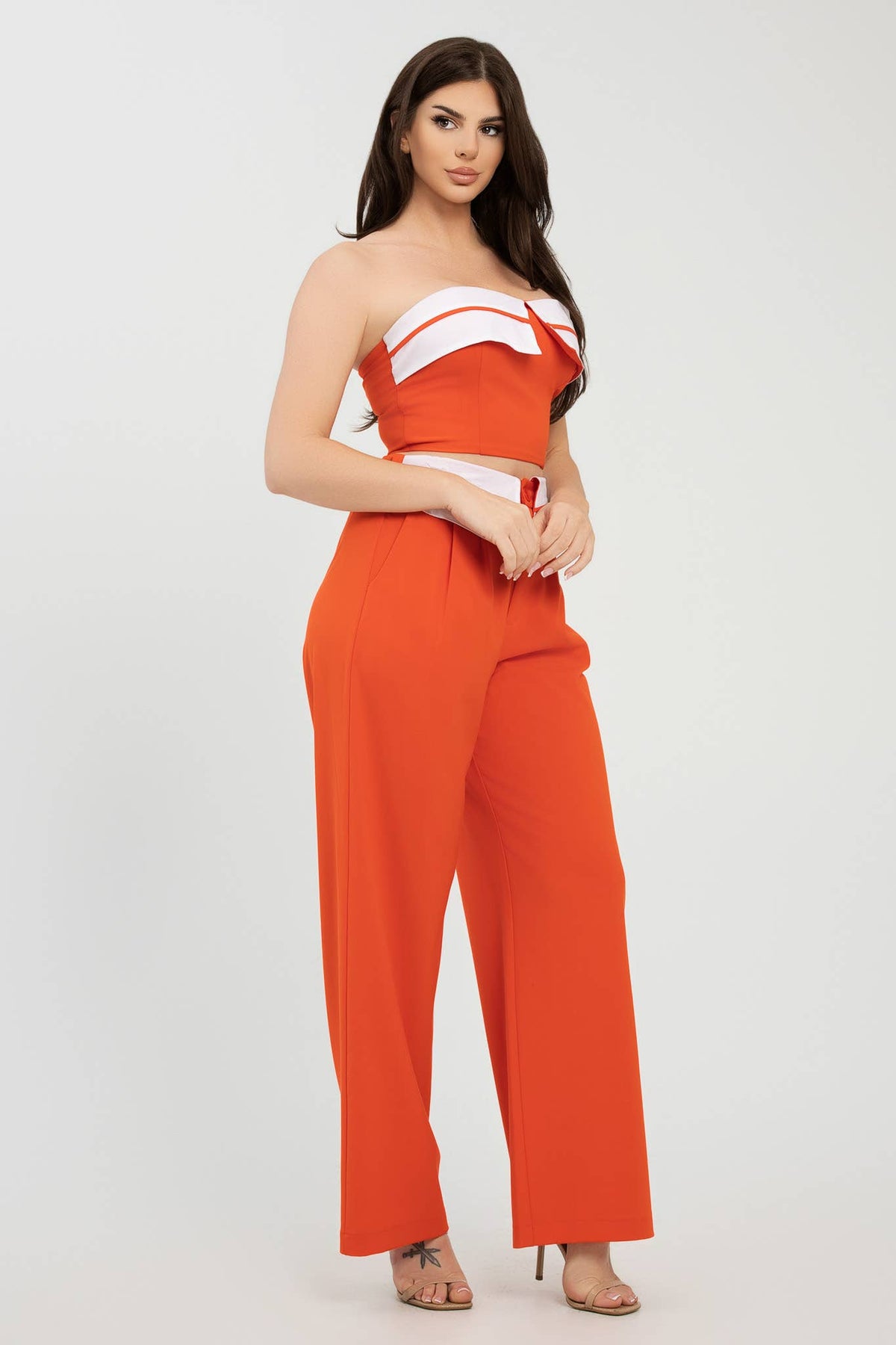 Colorblock Fold-Over Top & Pants Set