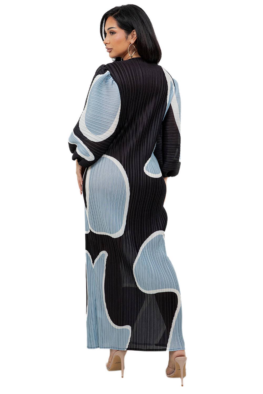 Abstract Pleated Maxi Dress