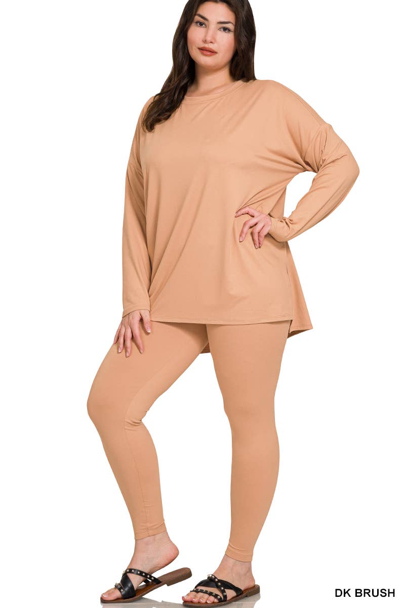 PLUS SIZE MICROFIBER LOUNGEWEAR SET