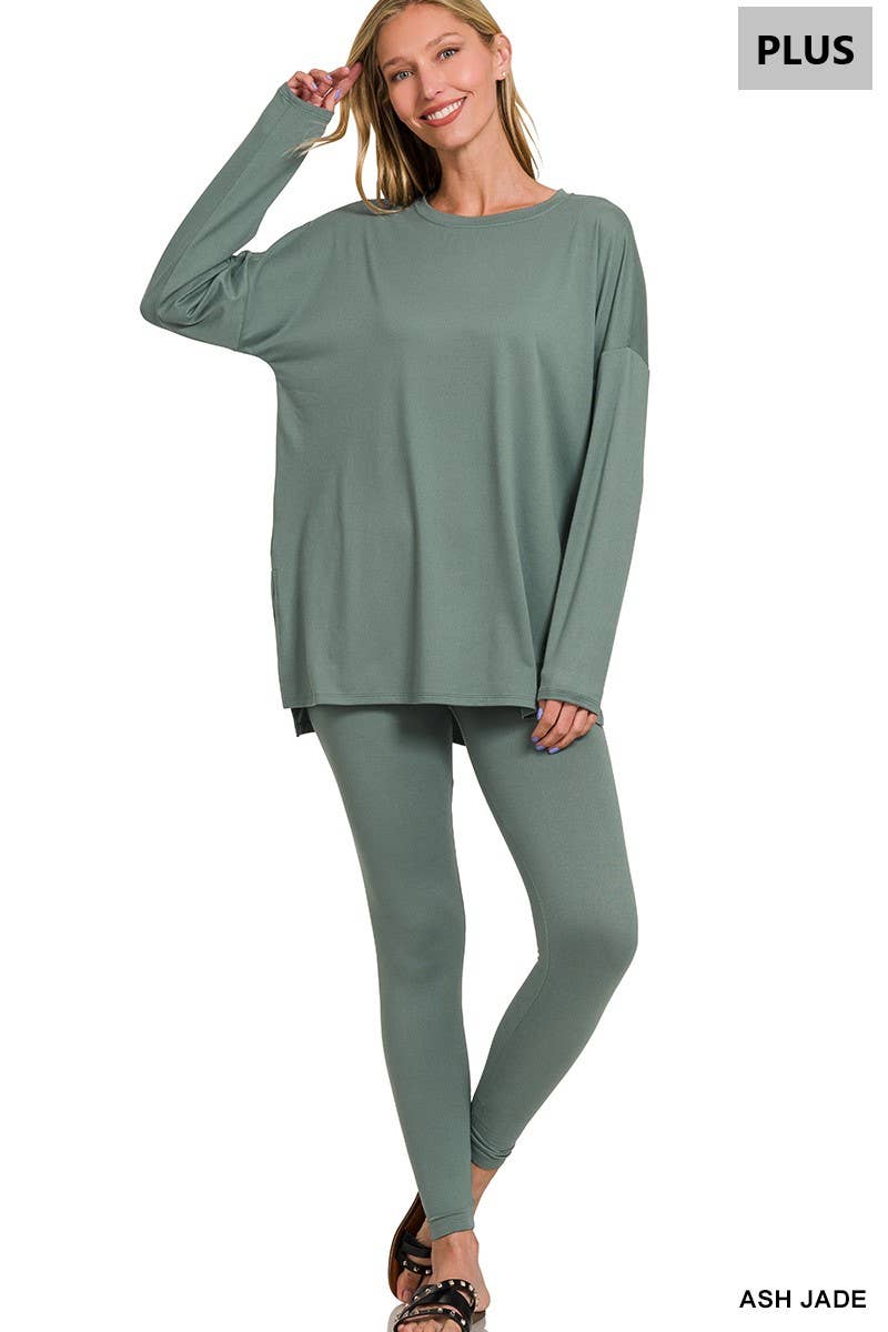 PLUS SIZE MICROFIBER LOUNGEWEAR SET