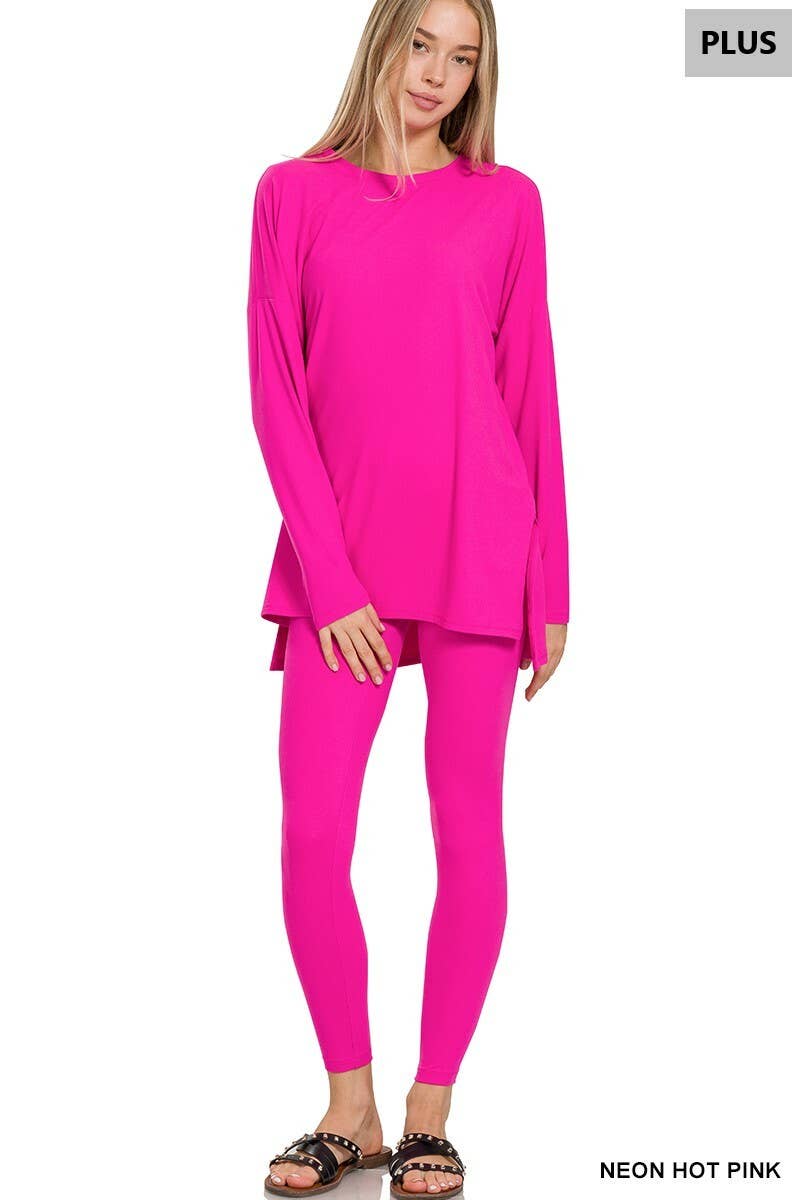 PLUS SIZE MICROFIBER LOUNGEWEAR SET