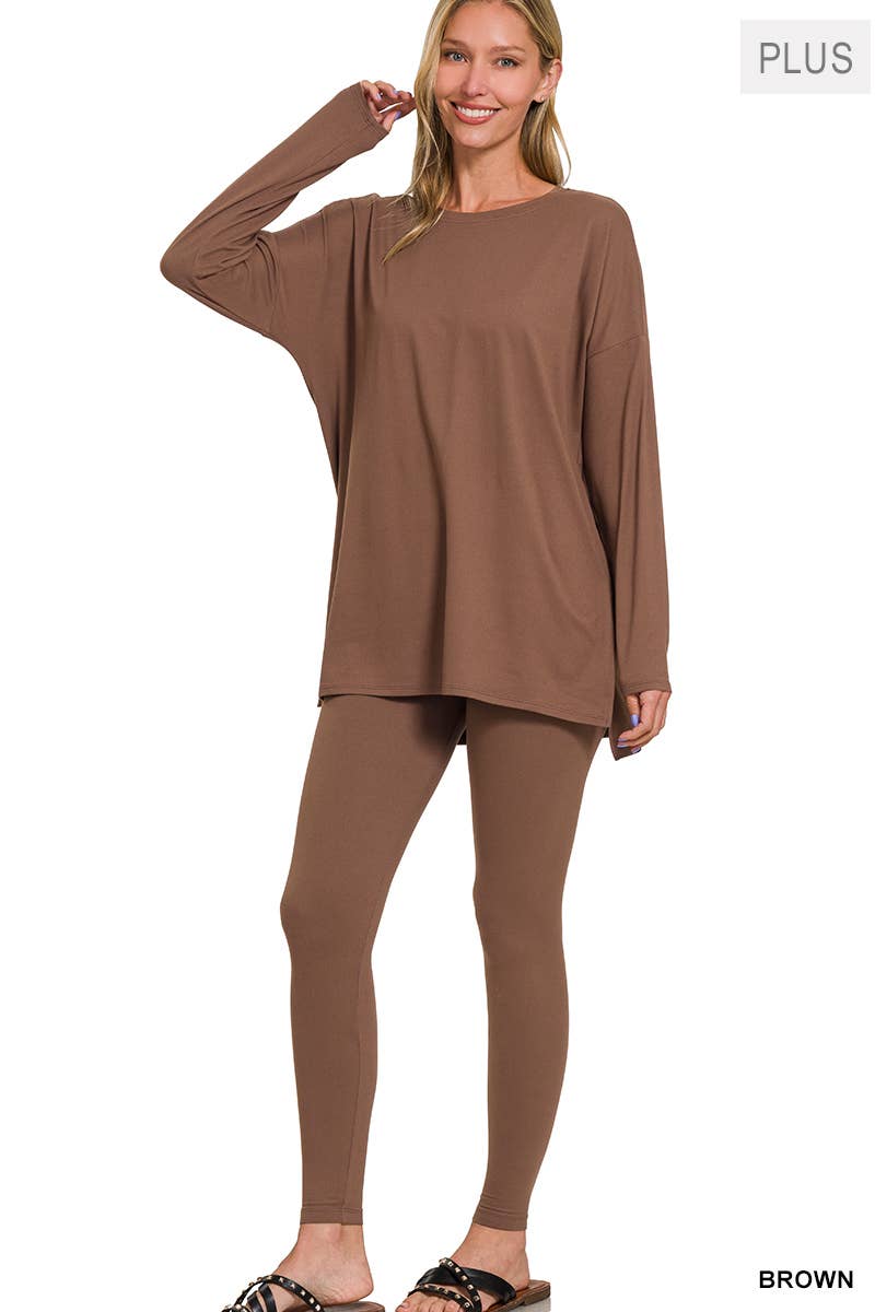 PLUS SIZE MICROFIBER LOUNGEWEAR SET