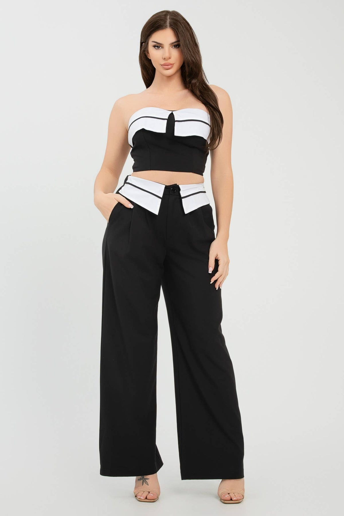 Colorblock Fold-Over Top & Pants Set